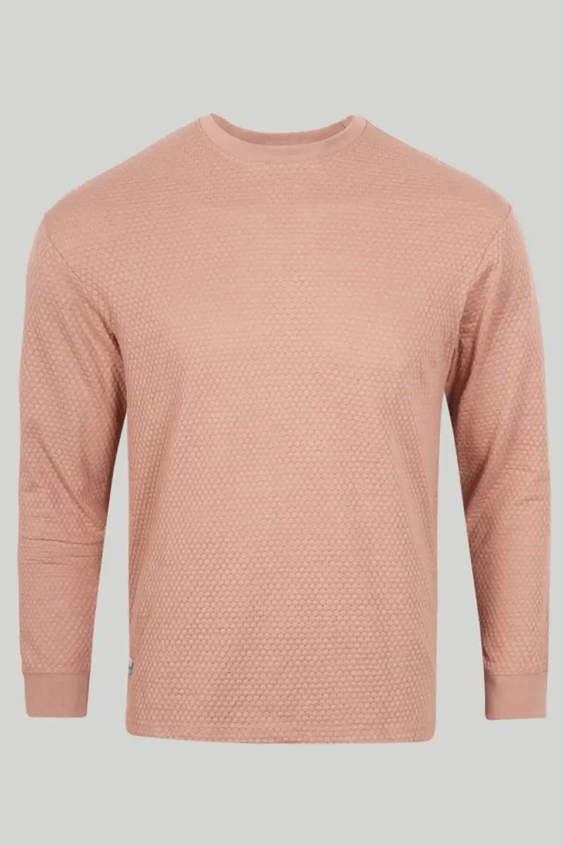 Men's Cotton Self Design Full Hand T-shirt 