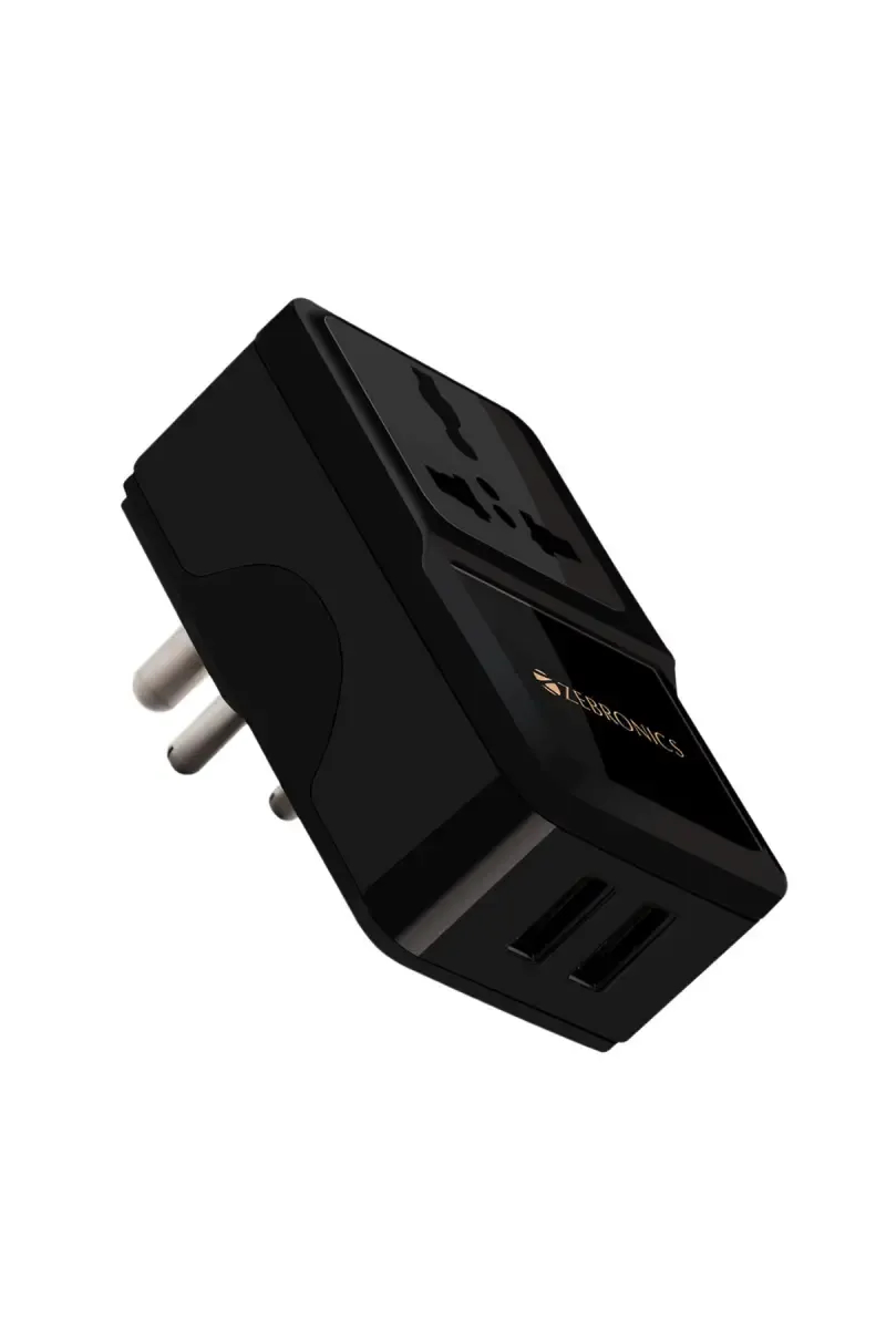 Zebronics MPA10 Universal Power Socket | Multi Plug Adapter with Dual USB Adapter (Black)