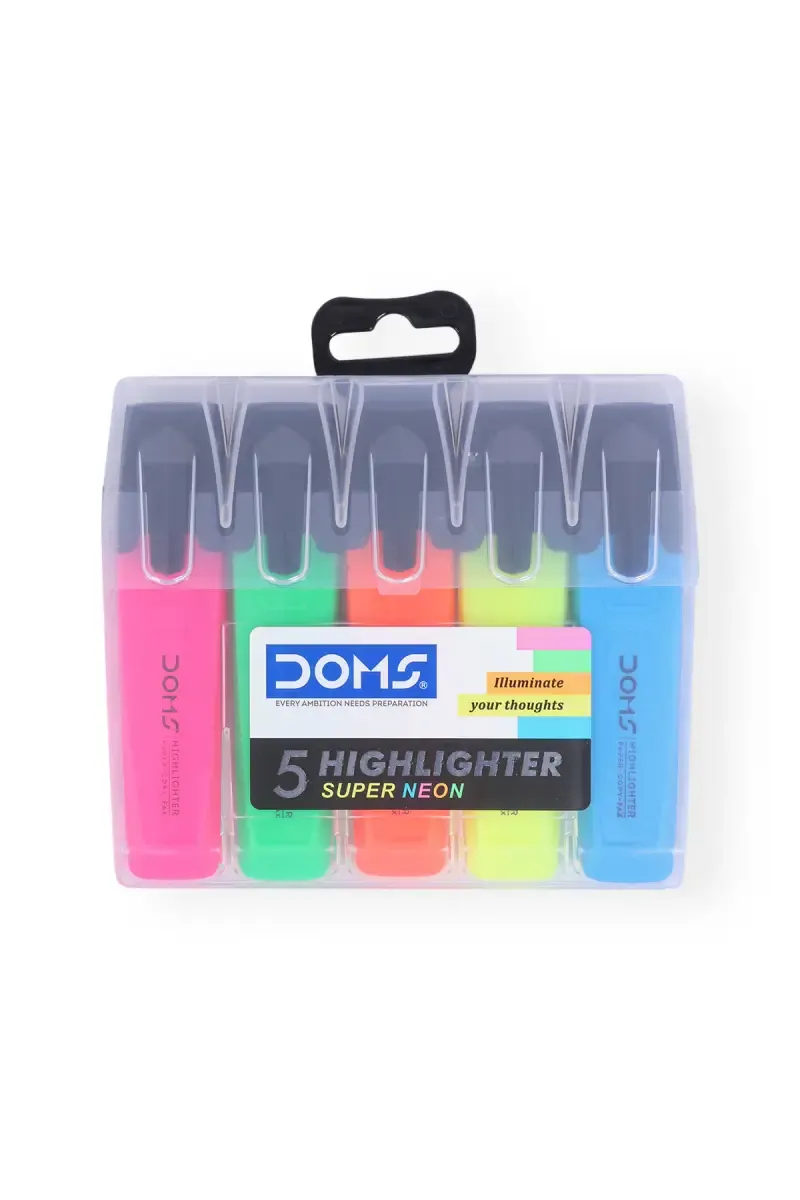 DOMS Neon Highlighter Pen Set (5 Colors)