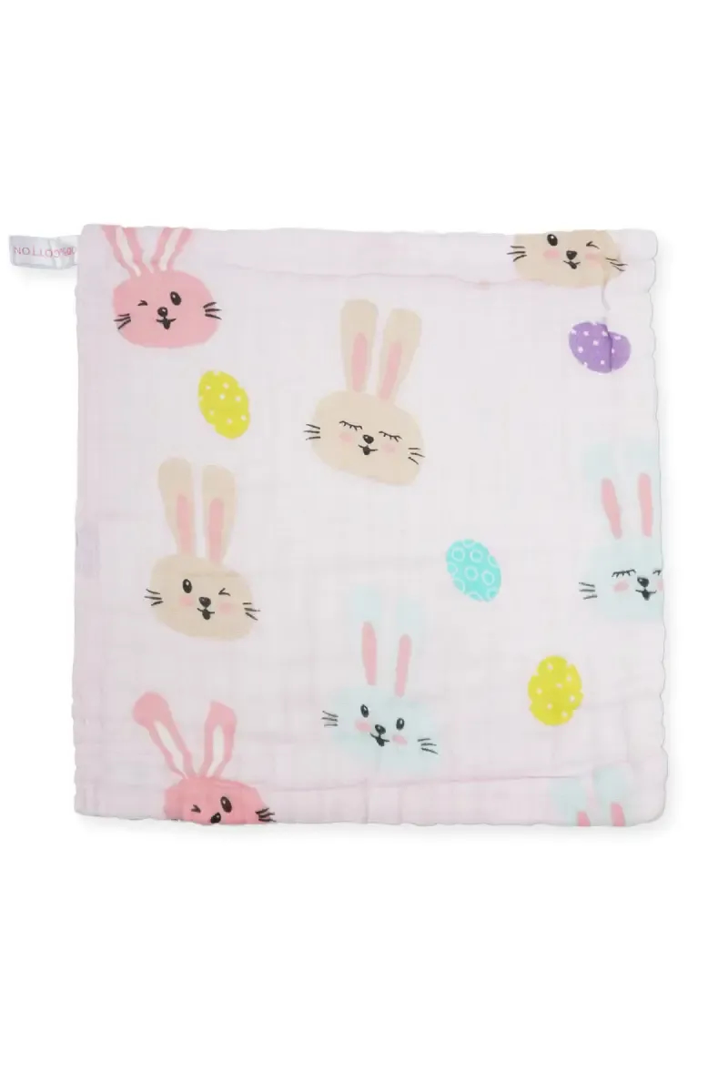 Muslin Layered Hanky / Wash Cloth for Babies - Baby Pink