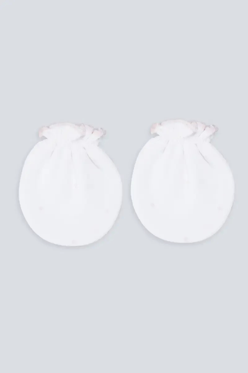 Cotton Mittens for Babies - White