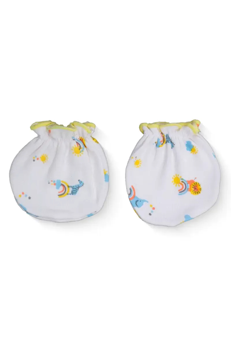 Cotton Mittens for Babies - White