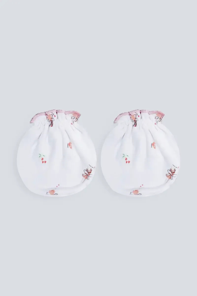 Cotton Mittens for Babies - White