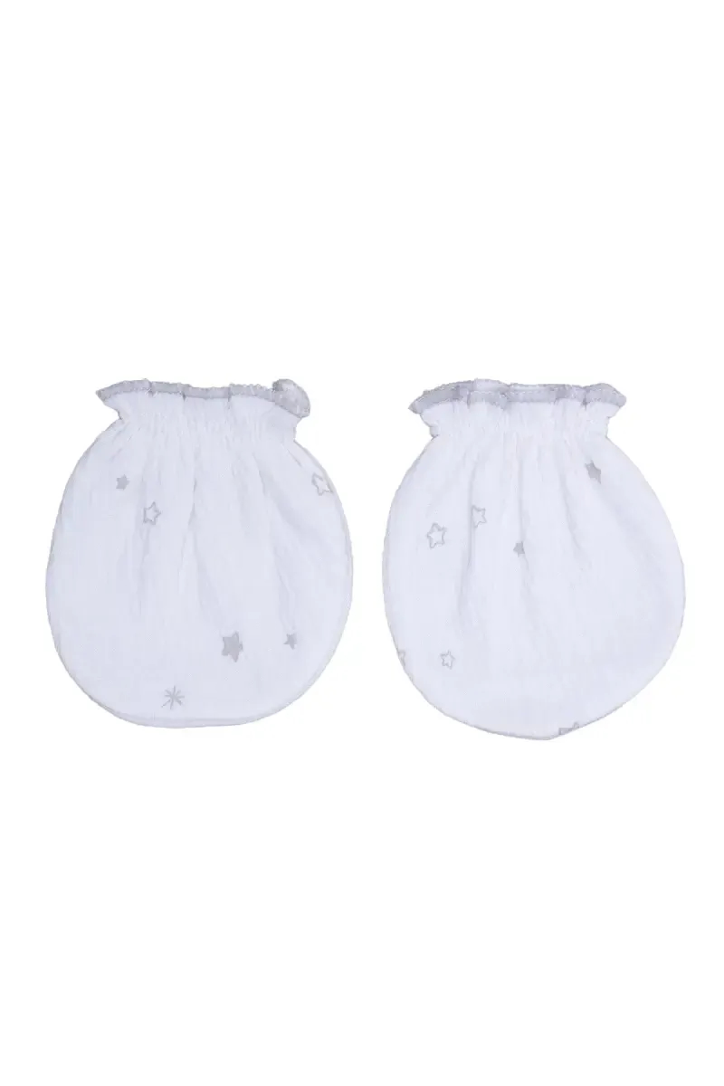 Cotton Mittens for Babies - White