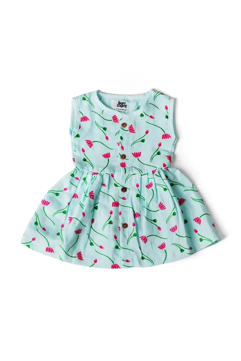 Muslin Frock for Baby Girl - Sea Green