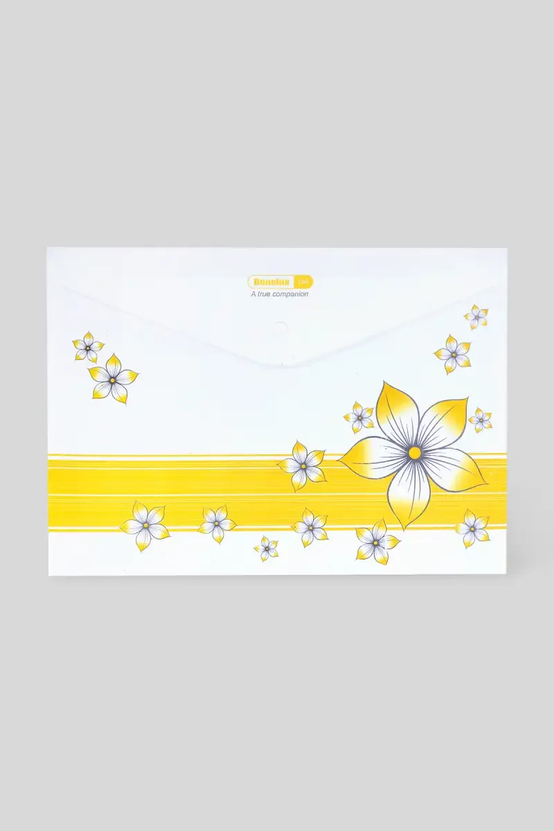 Floral Printed File Folder (Snap Closure & FC Size) - Yellow