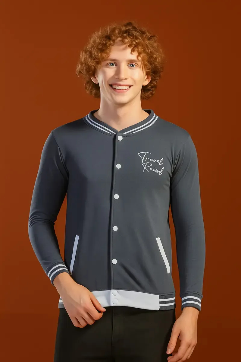 Men's Cotton Casual Self Designed Jacket