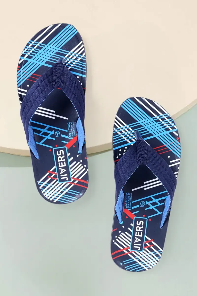 Abstract Printed V-Strap Flip Flops for Men