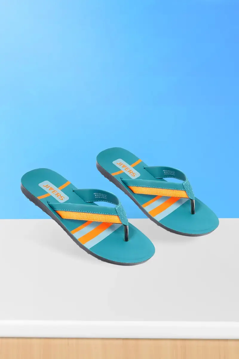 Striped V-Strap Flip Flops for Men