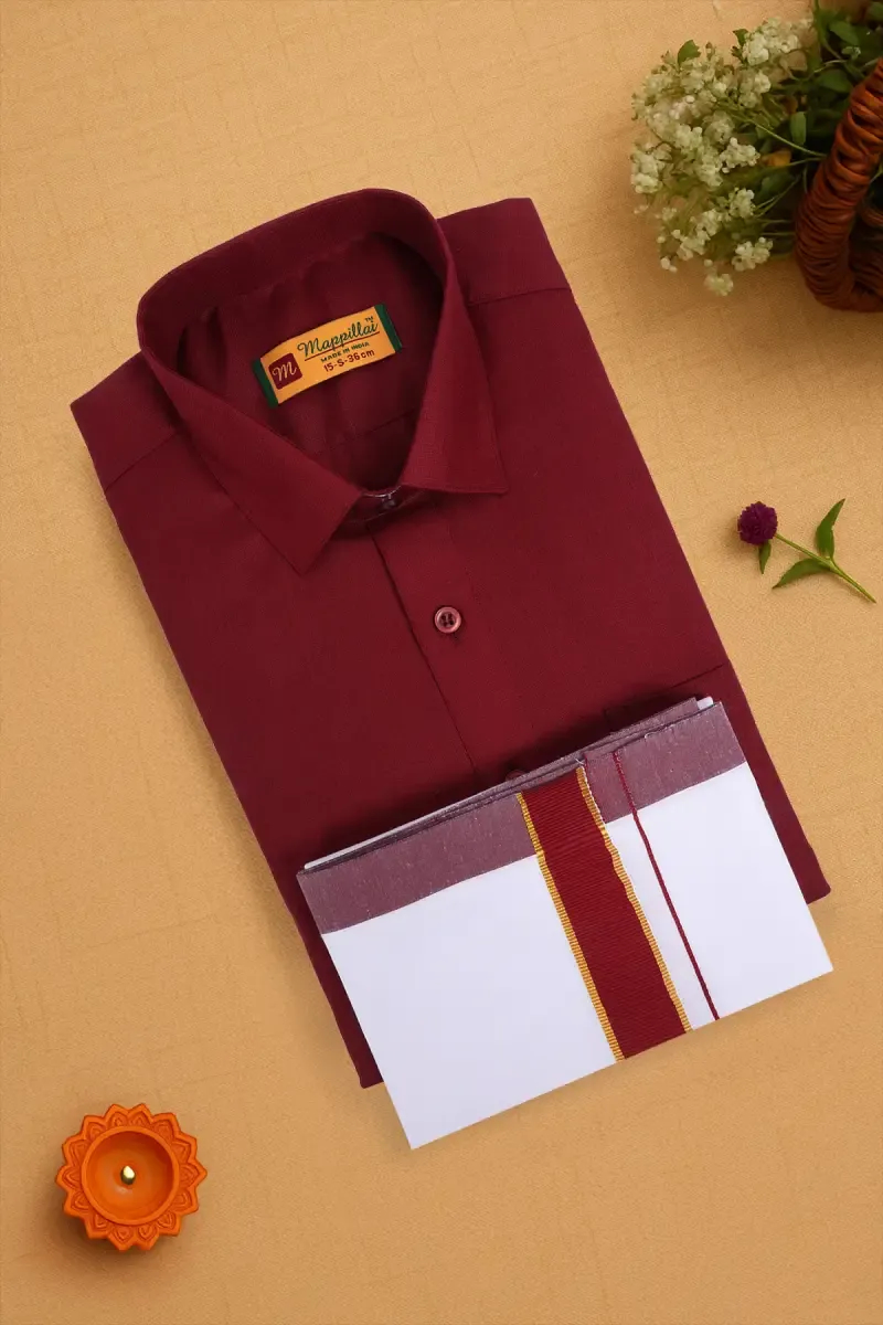 Men's Cotton Dhoti Shirt Set ( 2 Pcs Set )