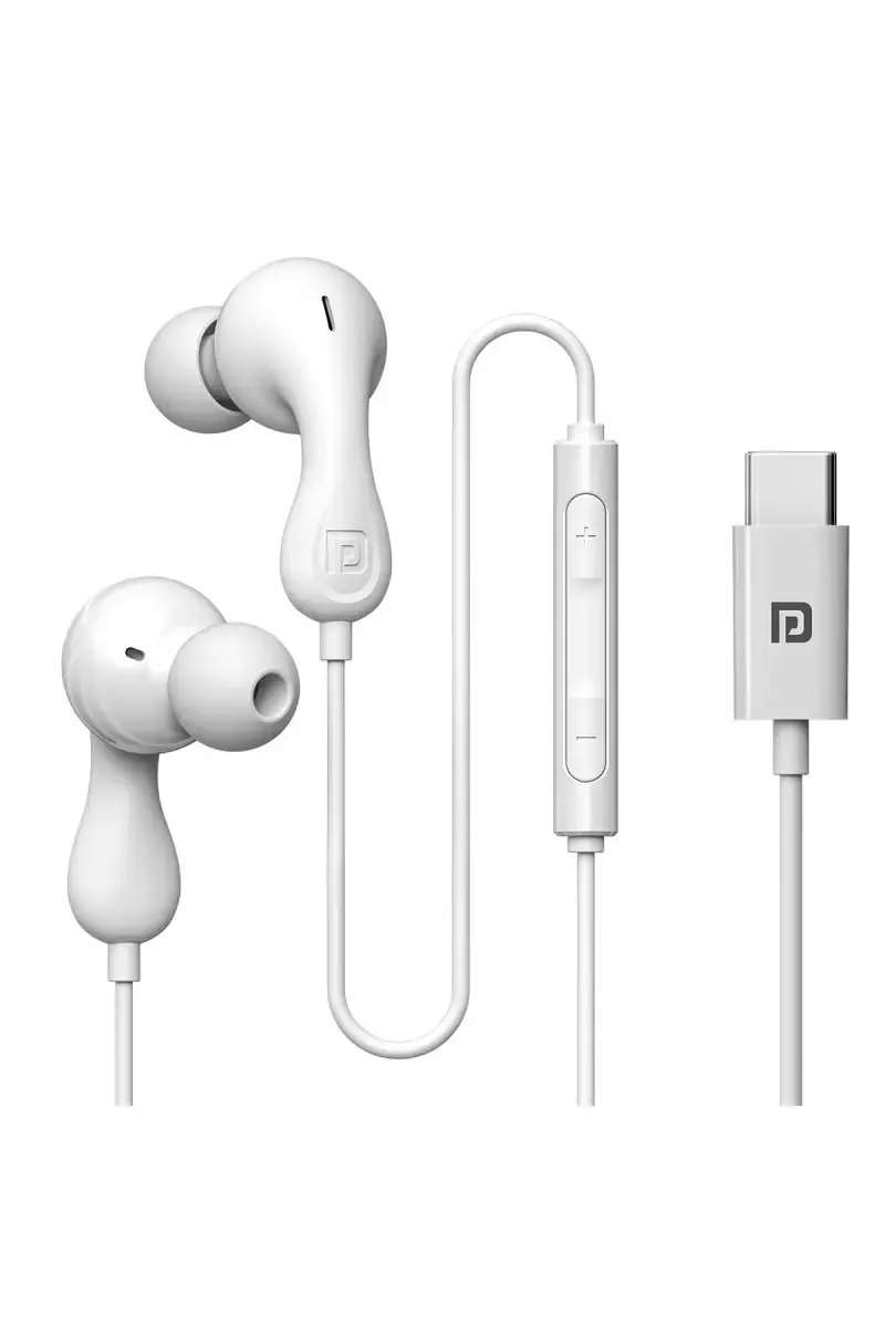 Portronics Conch Kappa C Type-C In Ear Wired Earphone with HD Mic, TPE Anti Tangle Wire (White)
