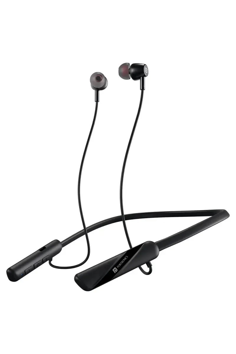 Portronics Harmonics Z10 Wireless Bluetooth In Ear Neckband with 35 Hrs Playtime, Inline Control, Water Resistant (Black)
