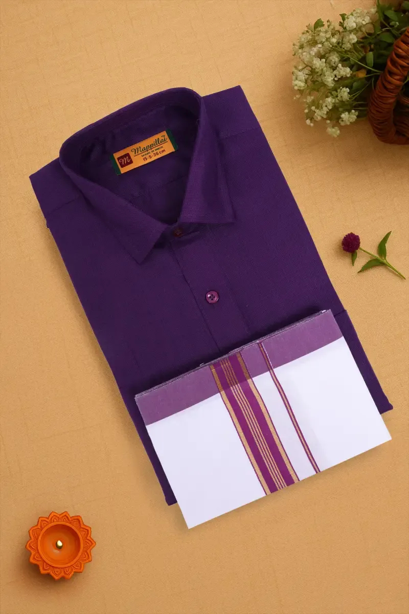 Men's Cotton Dhoti Shirt Set ( 2 Pcs Set )