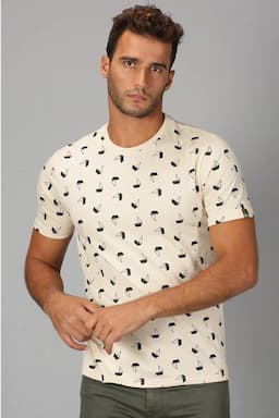 Men's Cotton Printed T-shirt 000381XLWHI