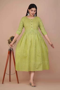Cotton Printed Maternity Kurti for Women 000497L40GRE