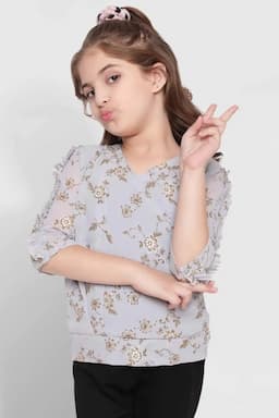 Girl's Georgette Printed Top (3 - 15 Yrs) 002551910YRSGRE