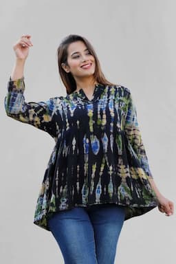 Rayon Tie & Dye Top for Women 003561MULXXL