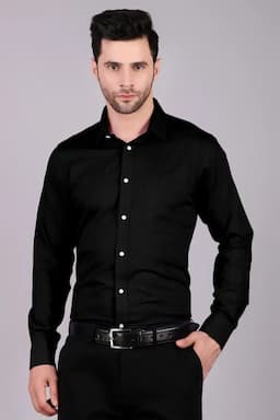 Men's Polycotton Slim Fit Formal Shirt 003609BLAXXL