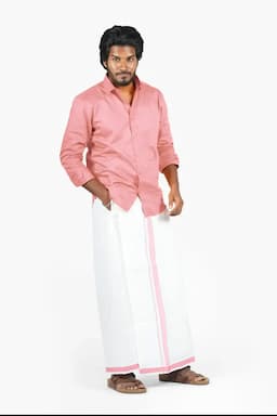 Cotton Velcro Dhoti for Men 005203DUSPIN2MTR