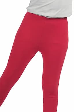 Girl's Cotton Lycra Blend Solid Leggings (2 - 16 Yrs) 006932910YRSRED