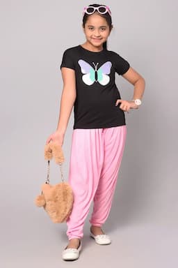 Girl's Cotton Lycra Blend Solid Patiala (2 - 15 Yrs) 007060BABPIN141YRS