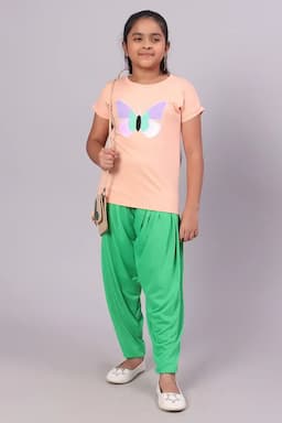 Girl's Cotton Lycra Blend Solid Patiala (2 - 15 Yrs) 007060GRE121YRS