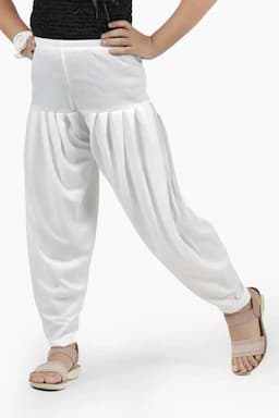 Girl's Cotton Lycra Blend Solid Patiala (2 - 15 Yrs) 007060WHI67YRS