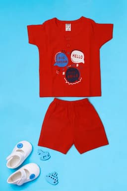 Just Born Printed T-shirt with Shorts Set (2-Pcs Set) 010172RED03M