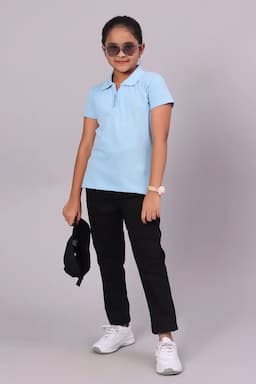 Cotton Solid Polo T-Shirt for Girl (3-16 Yrs) 01058778YRSSKYBLU2