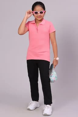 Cotton Solid Polo T-Shirt for Girl (3-16 Yrs) 010587910YRSPIN