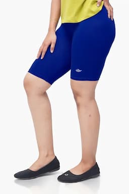 Cotton Lycra Blend Solid Yoga Shorts for Women 010670ROYBLUL