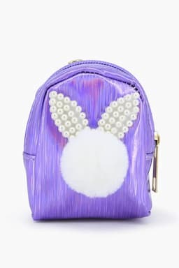 Mini Coin Purse Keychain with Fluffy Pompom 012575PUR
