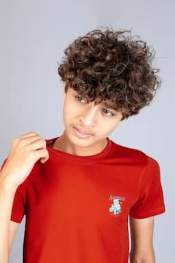  Boy's Cotton Solid T-shirt  0132921516YRSRED