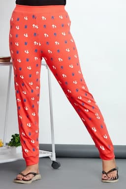 Girl's Cotton Hosiery Printed Track Pant (2 - 12 Yrs) 013533ORA78YRS