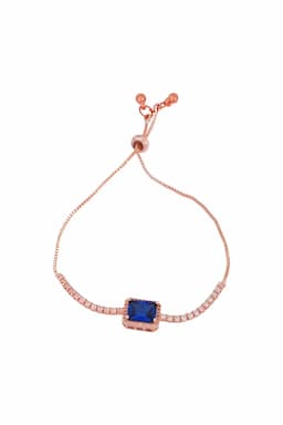 Elegant Square-Cut Stone Adjustable Bracelet for Girls & Women 013966DARBLUFRE1
