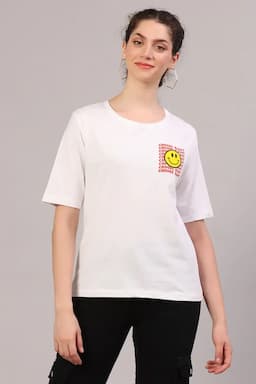 Cotton Graphic Printed T-Shirt for Women 014129LWHI