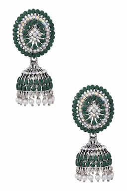 Silver Plated Floral Design Jhumki Earrings for Women 014376DARGRE1