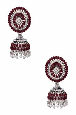 Silver Plated Floral Design Jhumki Earrings for Women 014376MAR1