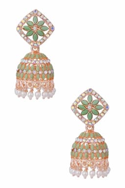 Rangoli Design Jhumki Earrings for Women 014383LIGGRE1
