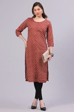 Cotton Printed Kurti for Women  014611XLRED