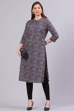 Cotton Blend Printed Kurti for Women  01462644BLU