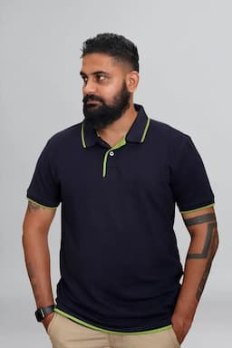 Cotton Polo T-shirt for Men 0151007XLNAVBLU