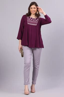 Cotton Blend Solid Kurti Pant for Women 015117XXLLIGGRA