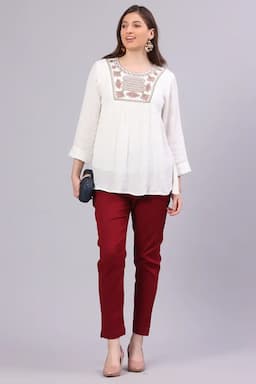 Cotton Blend Solid Kurti Pant for Women 015117XXLMAR