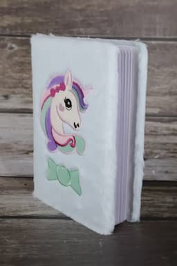 Unicorn Embossed Fur-Covered Ruled Diary for Kids - Blue 015849BLU1
