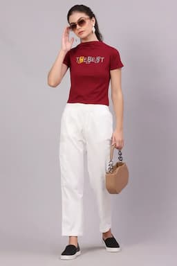Cotton Lycra Typographic Printed T-Shirt for Women 016311XXLMAR