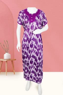 Polyester Abstract Printed Nighty for Women 016450PUR2XL