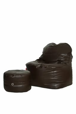 Couchette Faux Leather XXXL Lounge Chair Luxury Bean Bag Cover with Footrest in Dark Brown Color (Without Fillers) 016672DARBROXXX