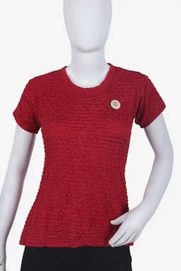 Cotton Lycra Solid T-Shirt for Women 016874XLMAR