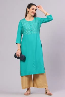 Cotton Blend Solid Kurta for Women  016954MAQU